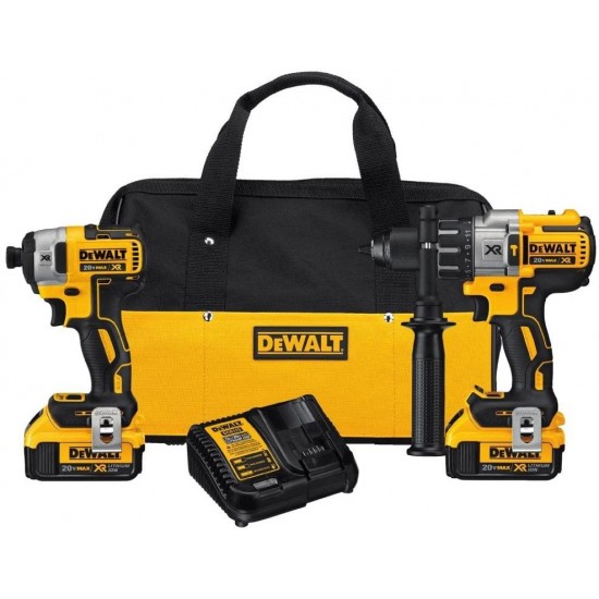 DEWALT 20V MAX XR Brushless Impact Driver and Hammer Drill Combo Kit, Premium 4.0Ah with 2 Watt Heavy Duty Walkie Talkies, 2 Pack (DCK299M2 & DXFRS800)