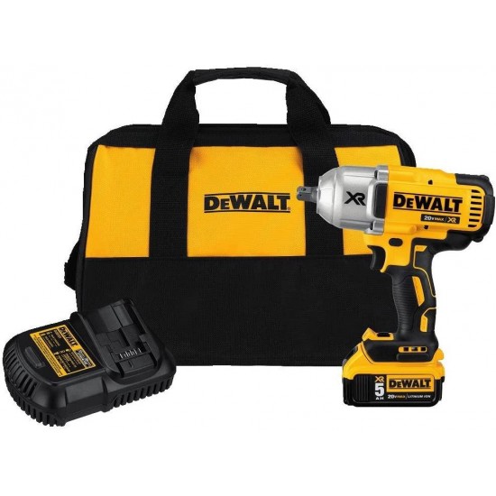 DEWALT 20V MAX XR Impact Wrench Kit, Brushless, High Torque, Detent Anvil, 1/2-Inch (DCF899P1)