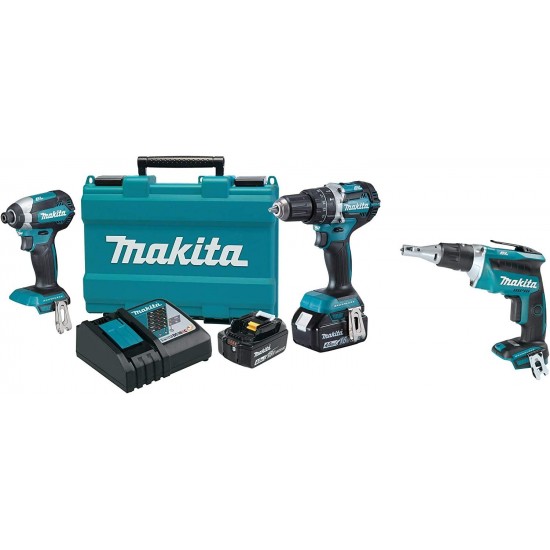 Makita XT269M 18V LXT Lithium-Ion Brushless Cordless 2-Pc. Combo Kit (4.0Ah) & Makita XSF03Z 18V LXT Lithium-Ion Brushless Cordless Drywall Screwdriver (Bare Tool Only)