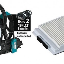 Makita XCV10ZX 18V X2 LXT Lithium-Ion (36V) Brushless Cordless 1/2 Gallon HEPA Filter Backpack Dry Dust Extractor, AWS Capable, Tool Only with 2, 123636-9 HEPA Filters