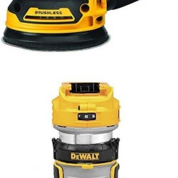 DEWALT 20V MAX Brushless Orbital Sander with Cordless Router, Tools Only (DCW210B & DCW600B)