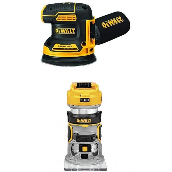 DEWALT 20V MAX Brushless Orbital Sander with Cordless Router, Tools Only (DCW210B & DCW600B)