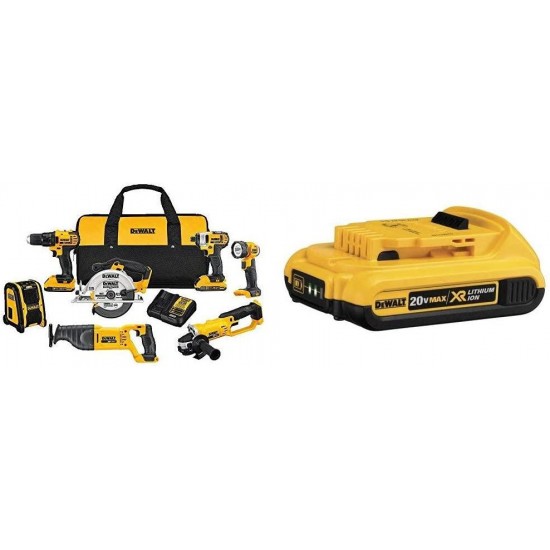 DEWALT DCK720D2 2 Ah 20V MAX Compact 7-Tool Combo Kit with Compact XR Li-Ion Battery Pack