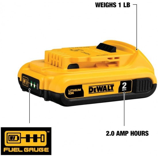 DEWALT DCK720D2 2 Ah 20V MAX Compact 7-Tool Combo Kit with Compact XR Li-Ion Battery Pack