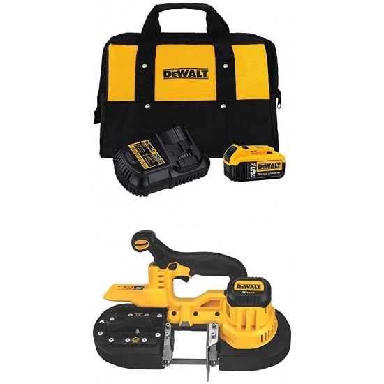 DEWALT DCS371B 20V MAX Lithium-Ion Band Saw Bare Tool with 5.0 Ah starter kit