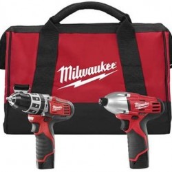 Milwaukee 2497-22 M12 12V Cordless Lithium-Ion 2-Tool Combo Kit Hammer Drill & Impact Driver