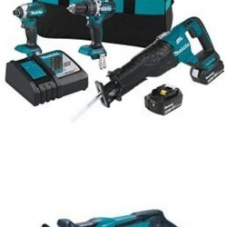 Makita XT328M 4.0 Ah 18V LXT Lithium-Ion Brushless Cordless Combo Kit, 3 Piece with Two XRJ01Z 18-Volt LXT Lithium-Ion Cordless Compact Reciprocating Saws (Tools Only, No Batteries)