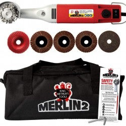 King Arthur's Tools MERLIN2 Fixed Speed, Mini Angle Grinder Universal Carving Set with Six 2