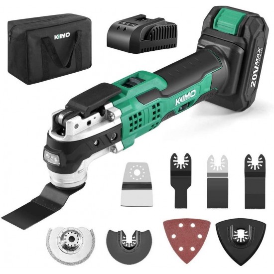 KIMO Power Tools Combo Kit - 20V 18 Gauge Cordless Brad Nailer/Stapler Kit & Oscillating Multi-Tool, with 3 2.0Ah Batteries, Charger and Case