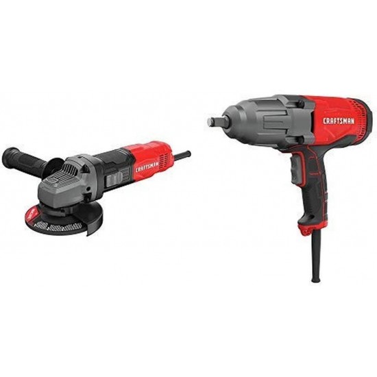 CRAFTSMAN Small Angle Grinder Tool, 4-1/2-Inch, 6-Amp with Impact Wrench, 1/2-Inch, 7.5-Amp (CMEG100 & CMEF901)