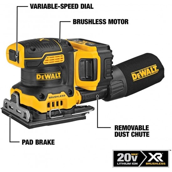 DEWALT 20V MAX XR Palm Sander, Sheet, Variable Speed, 5-Ah Battery, 1/4-Inch (DCW200P1)