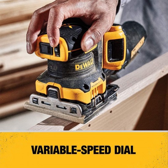 DEWALT 20V MAX XR Palm Sander, Sheet, Variable Speed, 5-Ah Battery, 1/4-Inch (DCW200P1)