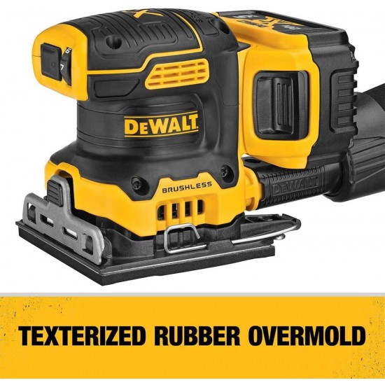 DEWALT 20V MAX XR Palm Sander, Sheet, Variable Speed, 5-Ah Battery, 1/4-Inch (DCW200P1)