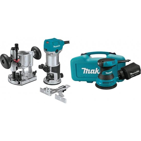 Makita RT0701CX7 1-1/4 HP Compact Router Kit, Fixed and Plunge bases with 5