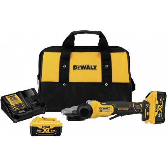 DEWALT DCG413FR2 20V Max XR 5In. Flathead Paddle Switch Small Angle Grinder with Kickback Brake Kit