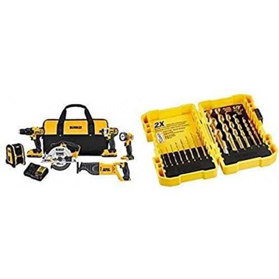 DEWALT DCK620D2 20V MA Compact 6-Tool Combo Kit with Titanium Speed Tip Drill Bit Set