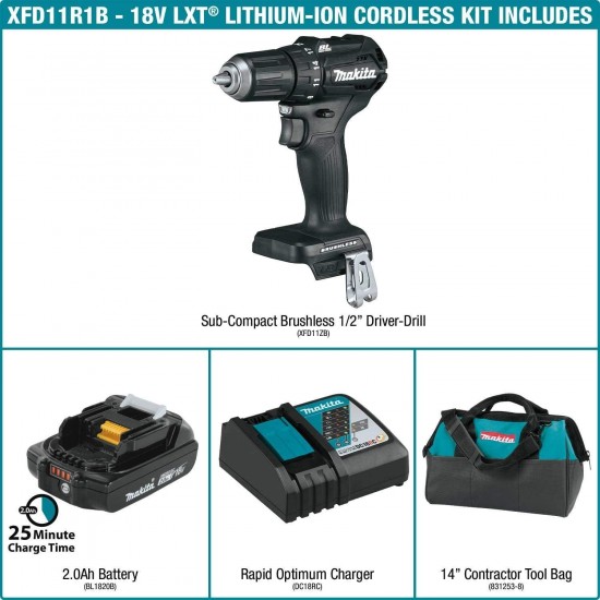 Makita XFD11R1B 18V LXT Lithium-Ion Sub-Compact Brushless Cordless 1/2