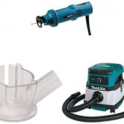 Makita 3706 Drywall Cut-Out Tool, 193449-2 Dust Extracting Cut-Out Base, XCV04Z 18V X2 LXT (36V) 2.1 Gallon HEPA Filter Dry Dust Extractor/Vacuum