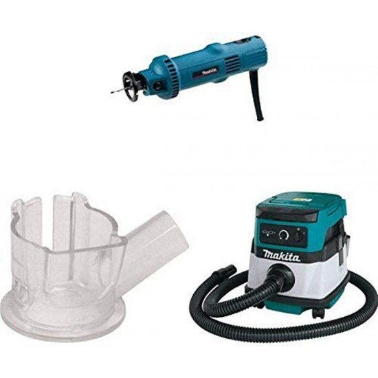 Makita 3706 Drywall Cut-Out Tool, 193449-2 Dust Extracting Cut-Out Base, XCV04Z 18V X2 LXT (36V) 2.1 Gallon HEPA Filter Dry Dust Extractor/Vacuum