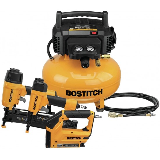 BOSTITCH Air Compressor Combo Kit, 3-Tool (BTFP3KIT) & Finish Nails, Bright, 2-1/2-Inch, 16GA, 1000-Pack (SB16-2.5-1M)