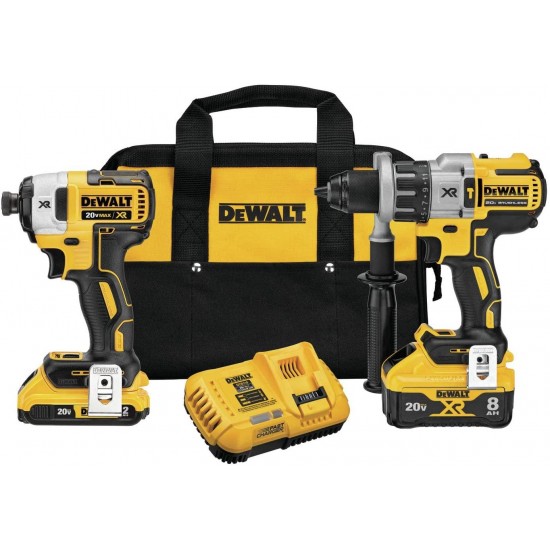 DEWALT 20V MAX XR Cordless Drill Combo Kit, Hammer Drill & Impact Driver, Power Detect Technology (DCK299D1W1)