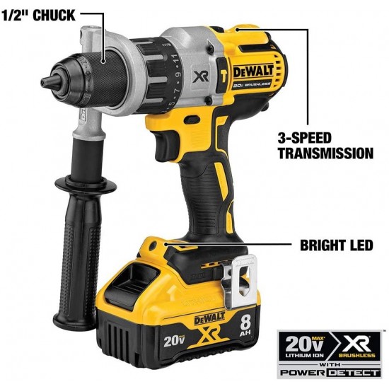 DEWALT 20V MAX XR Cordless Drill Combo Kit, Hammer Drill & Impact Driver, Power Detect Technology (DCK299D1W1)