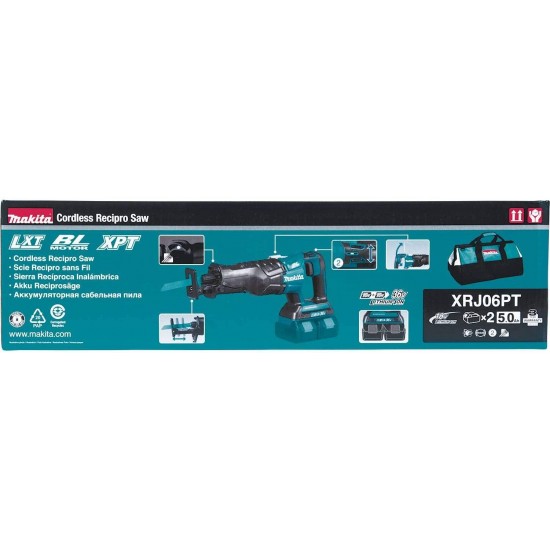 Makita XRJ06PT 18V x2 LXT Lithium-Ion (36V) Brushless Cordless Recipro Saw Kit (5.0Ah)