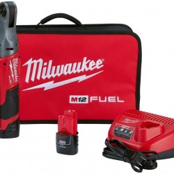 Milwaukee 2557-22 M12 FUEL 12-Volt Lithium-Ion Brushless Cordless 3/8 in. Ratchet Kit W/ (2) 2.0Ah Batteries, Charger and Tool Bag