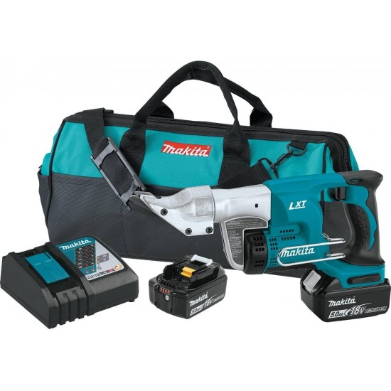 Makita XSJ01T 18V LXT Lithium-Ion Cordless 18 Gauge Straight Shear Kit (5.0Ah),