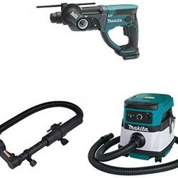 Makita XRH03Z 18V LXT 7/8-Inch Rotary Hammer (Tool Only), 193472-7 Dust Extraction Attachment, XCV04Z 18V X2 LXT (36V) 2.1 Gallon HEPA Filter Dry Dust Extractor/Vacuum