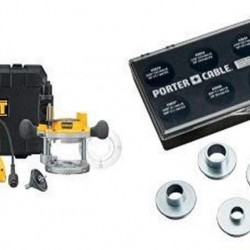 DEWALT DW618B3 12 Amp 2-1/4 Horsepower Plunge Base and Fixed Base with 42000 9-Piece Template Guide Kit