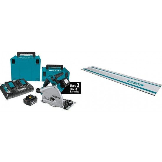 Makita XPS01PTJ 18-Volt X2 LXT Lithium-Ion (36V) Brushless Cordless 6-1/2 inch Plunge Circular Saw Kit (5.0Ah) with 199140-0 39 inch Guide Rail