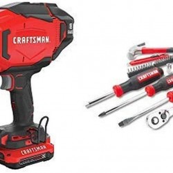 CRAFTSMAN V20 Cordless Finish Nailer Kit, 18GA with Mechanics Tools Kit/Socket Set, 57-Piece (CMCN618C1 & CMMT99446)