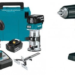 Makita XTR01T7 18V LXT Lithium-Ion Brushless Cordless Compact Router Kit with Makita XFD11ZB 18V LXT Lithium-Ion Sub-Compact Brushless Cordless 1/2-Inch Driver Drill, Tool Only