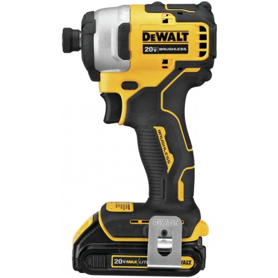 DEWALT DCF809C2 Atomic 20V Max Lithium-Ion Brushless Cordless Compact 1/4 In. Impact Driver Kit W/ 2 Batteries