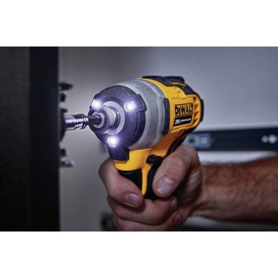 DEWALT DCF809C2 Atomic 20V Max Lithium-Ion Brushless Cordless Compact 1/4 In. Impact Driver Kit W/ 2 Batteries