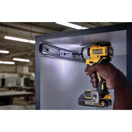 DEWALT DCF809C2 Atomic 20V Max Lithium-Ion Brushless Cordless Compact 1/4 In. Impact Driver Kit W/ 2 Batteries