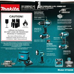 Makita CT320R 18V LXT Lithium-Ion Compact Cordless 3-Pc. Combo Kit (2.0Ah)