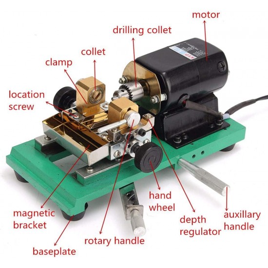 QWERTOUY 300W CNC Mini Lathe Machine Tools DIY Woodworking Buddha Pearl Grinding Polishing Beads Wood Lathe Drill Rotary Tool 110V